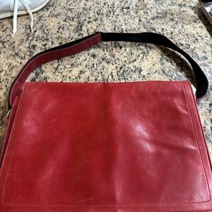 Stylish Red Leather Unisex Messenger Bag